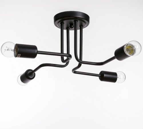 Люстра потолочная четырехрожковая Е27 Черная фото Люстра потолочная четырехрожковая Е27 Черная картинка